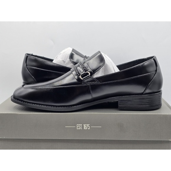 Men's Stacy Adams Aberdeen Moc Toe Saddle Slip On Dressy Shoes Black Sz 9 W Wide - Picture 5 of 14